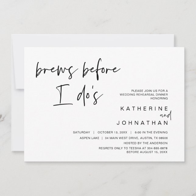 Convite Janto de ensaio de casamento, Brew antes de eu faz (Frente)