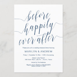 Convite Janto de Ensaio de Casamento, Caligrafia Azul Mari