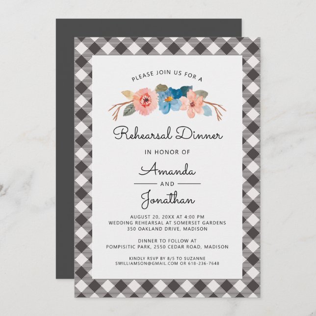 Convite Janto de Ensaio de Casamento Casual de Watercolor  (Frente/Verso)