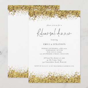 Convite Janto de Ensaio de Casamento com Glitter Dourado