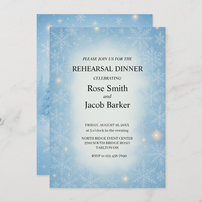 Convite Janto de ensaio de casamento da Wonderland Winter (Frente/Verso)