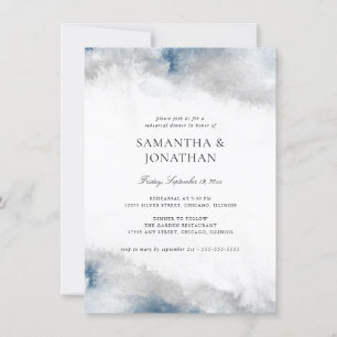 Convite Janto de Ensaio de Casamento de Azul e Cinza