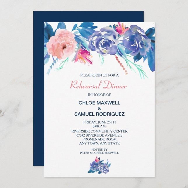 Convite Janto de Ensaio de Casamento de Buquês Rosas de Pê (Frente/Verso)