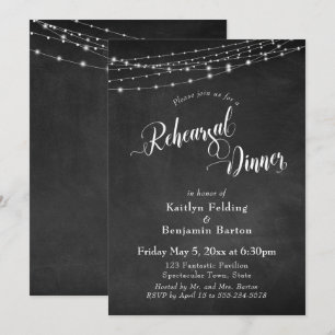 Convite Janto de Ensaio de Casamento de Chalkboard e Luzes