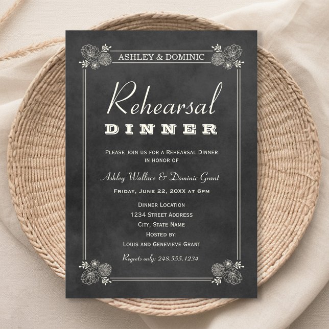 Convite Janto de Ensaio de Casamento de Chalkboard Preto V (Criador carregado)
