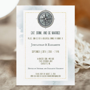 Convite Janto de Ensaio de Casamento de Compass Náutico de