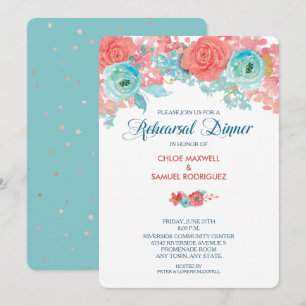 Convite Janto de Ensaio de Casamento de Coral Pink e Flora