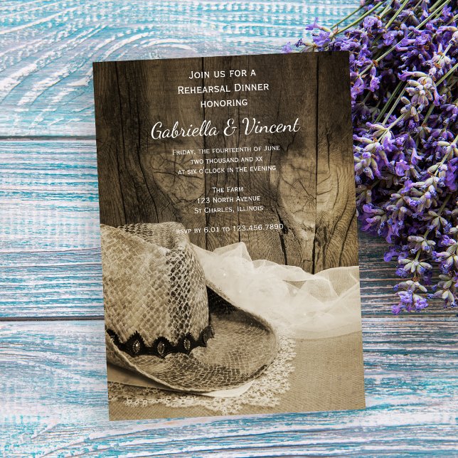 Convite Janto de Ensaio de Casamento de Cowboy Hat e Barn  (Criador carregado)