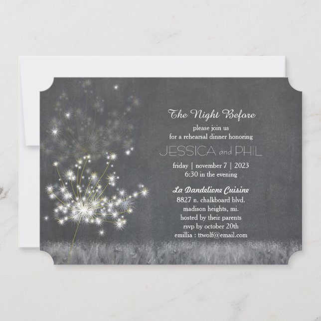 Convite Janto de Ensaio de Casamento de Dandelion em Escal (Frente)