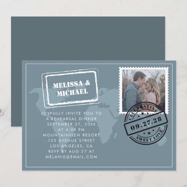 Convite Janto de Ensaio de Casamento de Destino do Mapa Mu (Frente/Verso)
