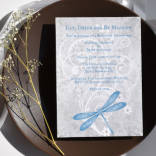 Convite Janto de Ensaio de Casamento de Dragonfly Azul Con