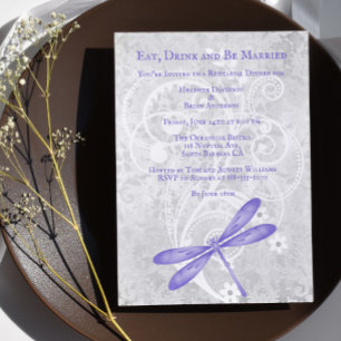 Convite Janto de Ensaio de Casamento de Dragonfly Roxo Con