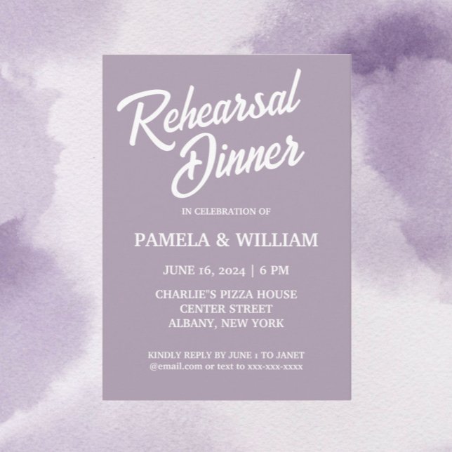 Convite Janto de Ensaio de Casamento de Estilo Simples Mau (In Situ Purple Background)