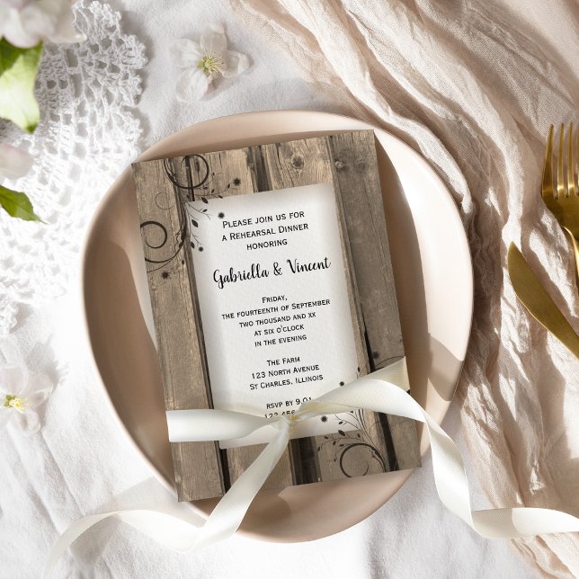 Convite Janto de Ensaio de Casamento de Flores de Madeira  (Criador carregado)