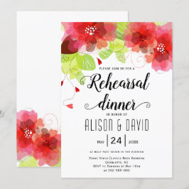 Convite Janto de ensaio de casamento de flores vermelhas, 