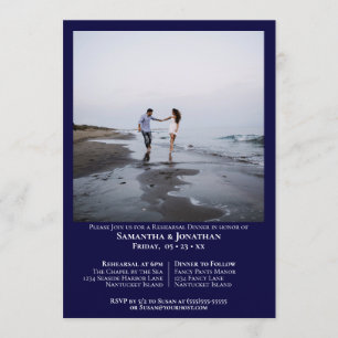 Convite Janto de ensaio de casamento de fotos azuis com Ma