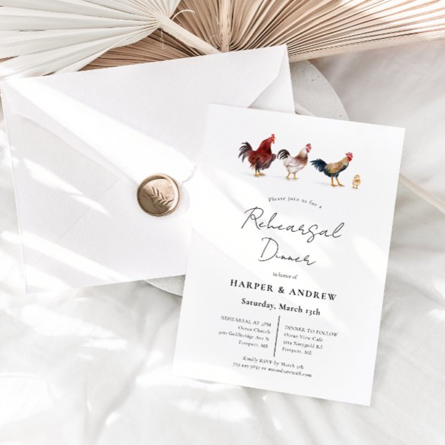 Convite Janto de Ensaio de Casamento de Frango em Barnyard (Criador carregado)