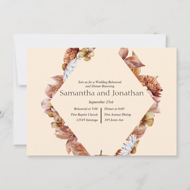 Convite Janto de Ensaio de Casamento de Orange BOHO de Que (Frente)