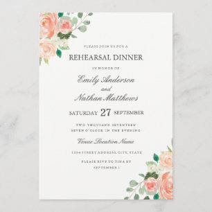 Convite Janto de Ensaio de Casamento de Peach Floral Water