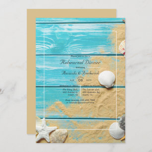 Convite Janto de Ensaio de Casamento de Praia Rustic Turqu