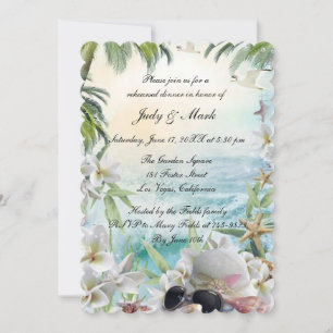 Convite Janto de Ensaio de Casamento de Praia Tropical de