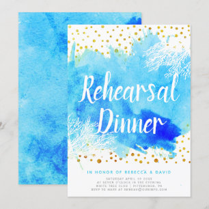 Convite janto de ensaio de casamento de recifes de aquarel