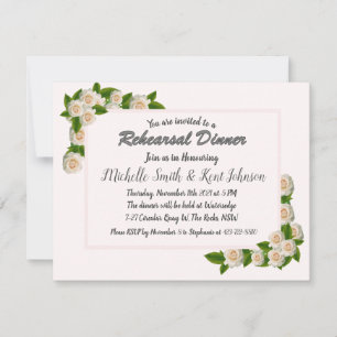 Convite Janto de Ensaio de Casamento de Rosas Brancas Eleg