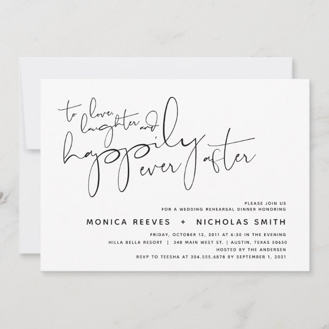 Convite Janto de Ensaio de Casamento de Script Negro Minim (Frente)