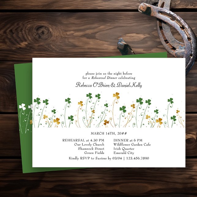 Convite Janto de Ensaio de Casamento de Shamrock Wildflowe (Wedding Rehearsal Dinner Invite from my Shamrock Wildflower wedding collection - printed or digital)