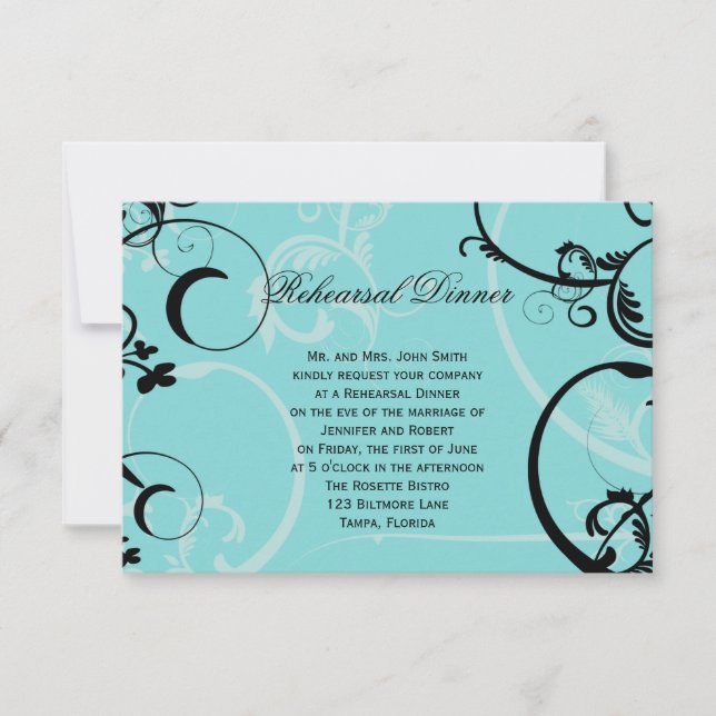 Convite Janto de Ensaio de Casamento de Turquesa Black Swi (Frente)