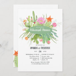 Convite Janto de Ensaio de Casamento de Watercolor Cactus