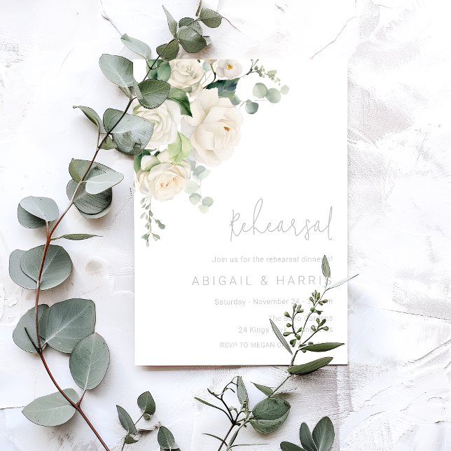 Convite Janto de Ensaio de Casamento Divino de Rosas Branc (Criador carregado)