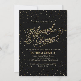 Convite Janto de Ensaio de Casamento Dourado e Preto Elega