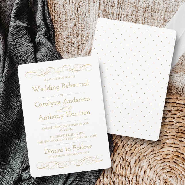 Convite Janto de Ensaio de Casamento Dourado Elegante Vint (Criador carregado)