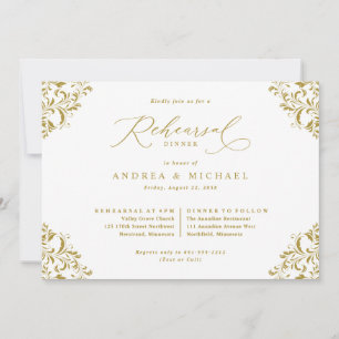 Convite Janto de Ensaio de Casamento Dourado Elegante Vint