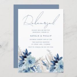 Convite Janto de ensaio de casamento Dusty Blue Florals