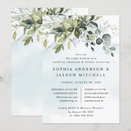 Convite Janto de Ensaio de Casamento Dusty Blue Greenery B