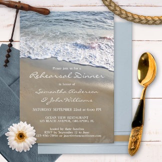 Convite Janto de Ensaio de Casamento Elegante de Ocean Bea
