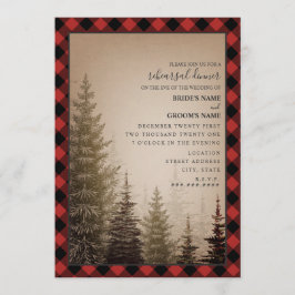 Convite Janto de Ensaio de Casamento Evergreen da Xadrez d