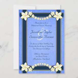 Convite Janto de Ensaio de Casamento Floral Azul Rústico 