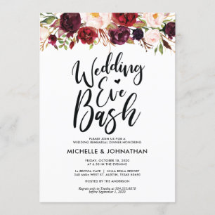 Convite Janto de Ensaio de Casamento Floral da Borgonha