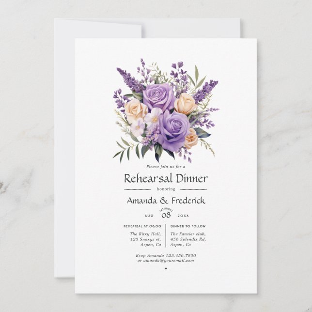 Convite Janto de Ensaio de Casamento Floral da Lavanda Dig (Frente)