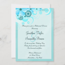 Convite Janto de Ensaio de Casamento Floral de Azul-Aqua C