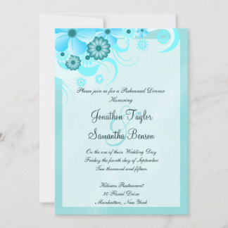 Convite Janto de Ensaio de Casamento Floral de Azul-Aqua C
