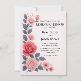 Convite Janto de Ensaio de Casamento Floral de Blush Rosa