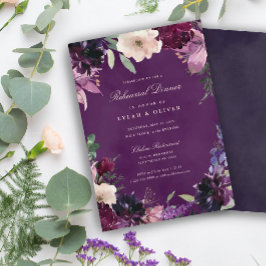 Convite Janto de Ensaio de Casamento Floral de EggPlant Pu