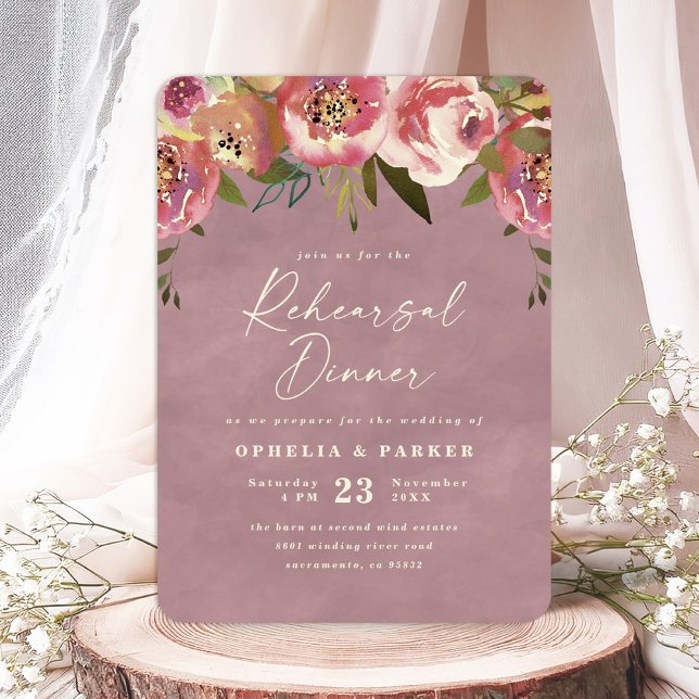 Convite Janto de Ensaio de Casamento Floral de Ophelia Dus (Say "I DO" to Romantic Watercolor Florals and a Cottagecore Vibe with the Ophelia Wedding Suite.)