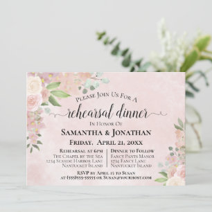 Convite Janto de Ensaio de Casamento Floral de Rosa Rústi