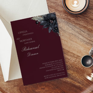 Convite Janto de Ensaio de Casamento Floral Gótico Escuro