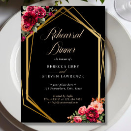 Convite Janto de ensaio de casamento floral preto-chic